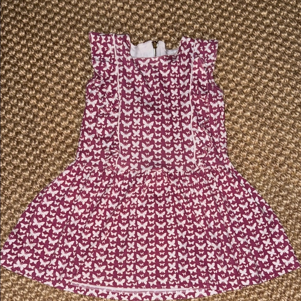 Lila + Hayes Amelia Pima Cotton Butterfly Print Kids Dress - Pink and White